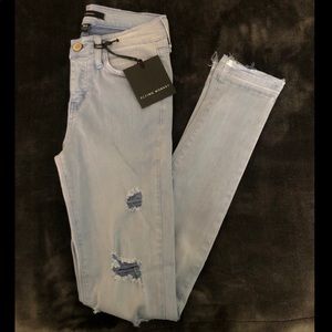 mid rise light wash ankle skinny stretch jeans